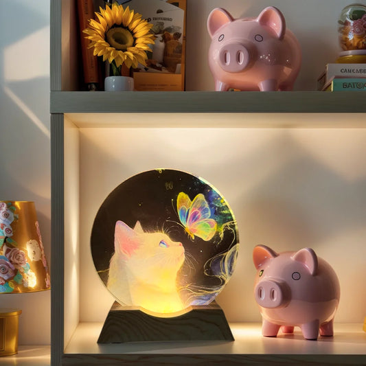 Cat & Butterfly LED Night Light