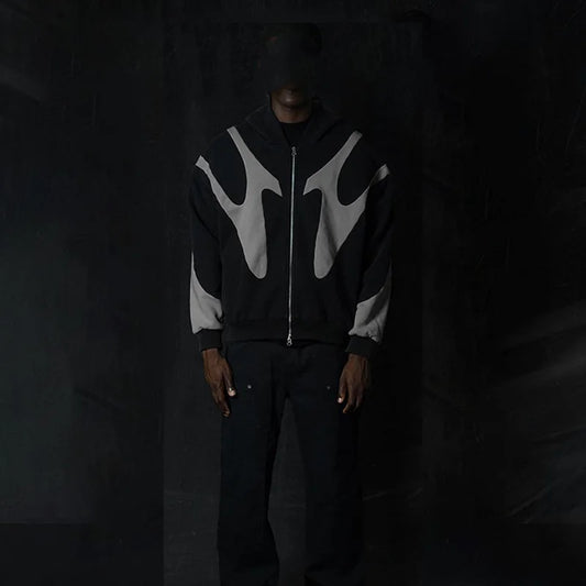 Devil Print Zip-Up Hoodie