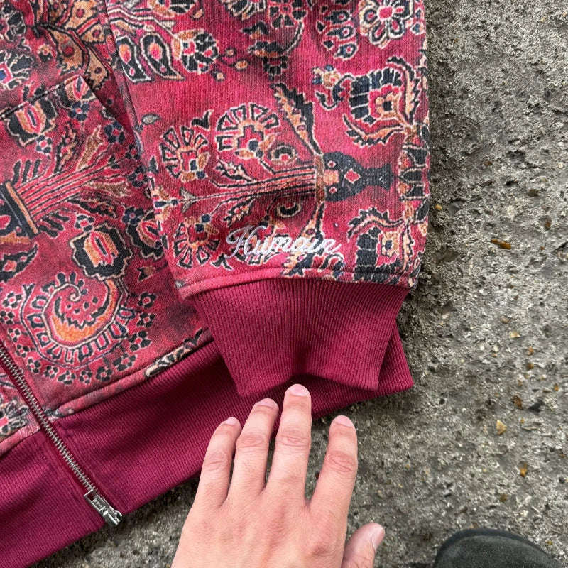 Printed Zip-Up Hoodie