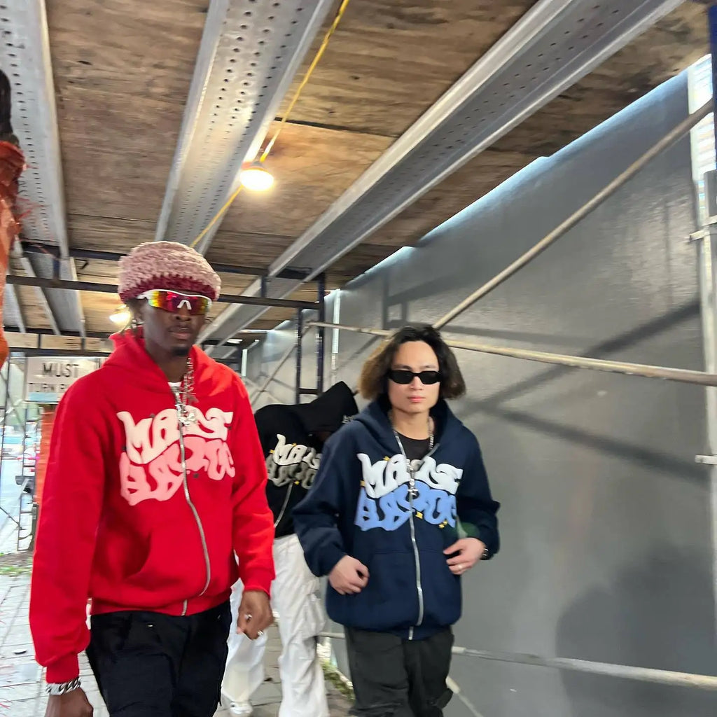 Retro Star Print Zipper Hoodie