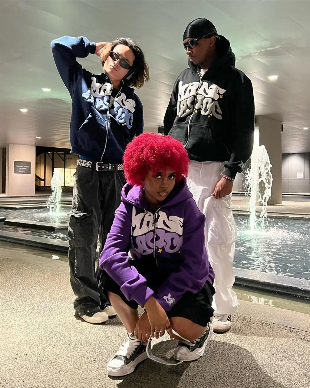 Retro Star Print Zipper Hoodie