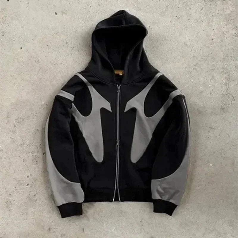 Devil Print Zip-Up Hoodie