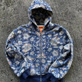 Printed Zip-Up Hoodie