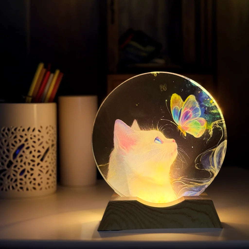 Cat & Butterfly LED Night Light