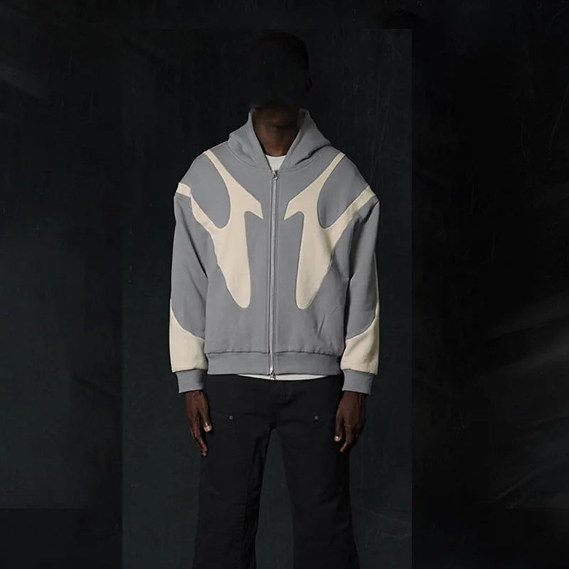 Devil Print Zip-Up Hoodie