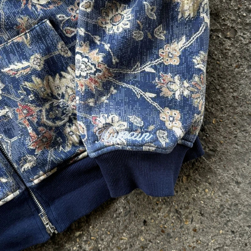 Printed Zip-Up Hoodie